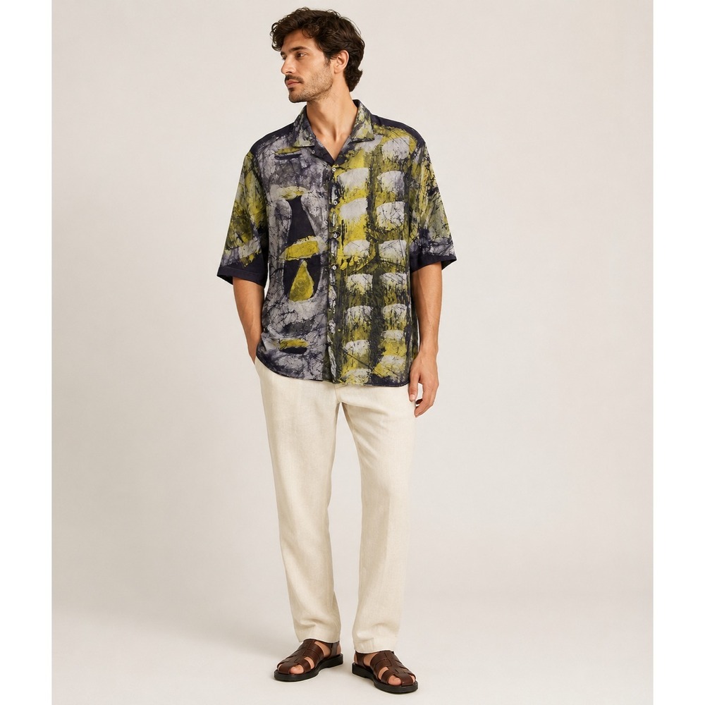 Mossimo Dutti Modern Button Front Shirt Mens‎ 44/17.5 Slim Fit Purple Abstract
